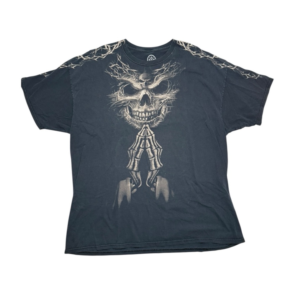 Men's Black Praying Skull Biker Shirt Size 2XL - Picture 1 of 4